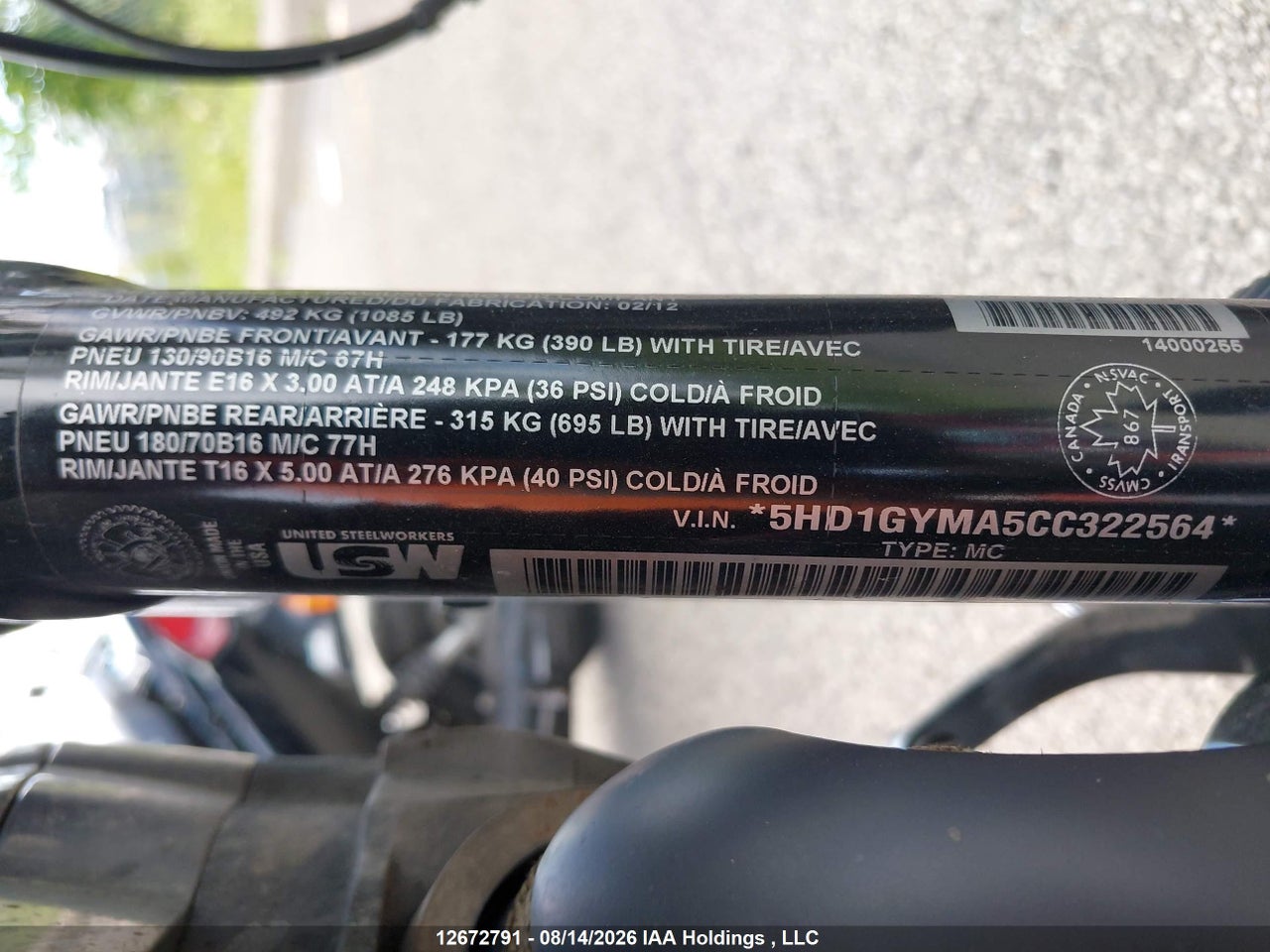 5HD1GYMA5CC322564 · 2012 HARLEY DAVIDSON FXDF DYNA FAT BOB · 10/21