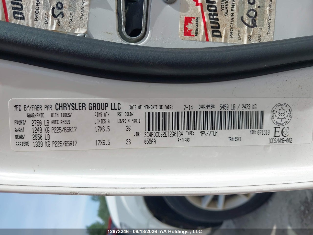 3C4PDCCG2ET260164 · 2014 DODGE JOURNEY · 9/20