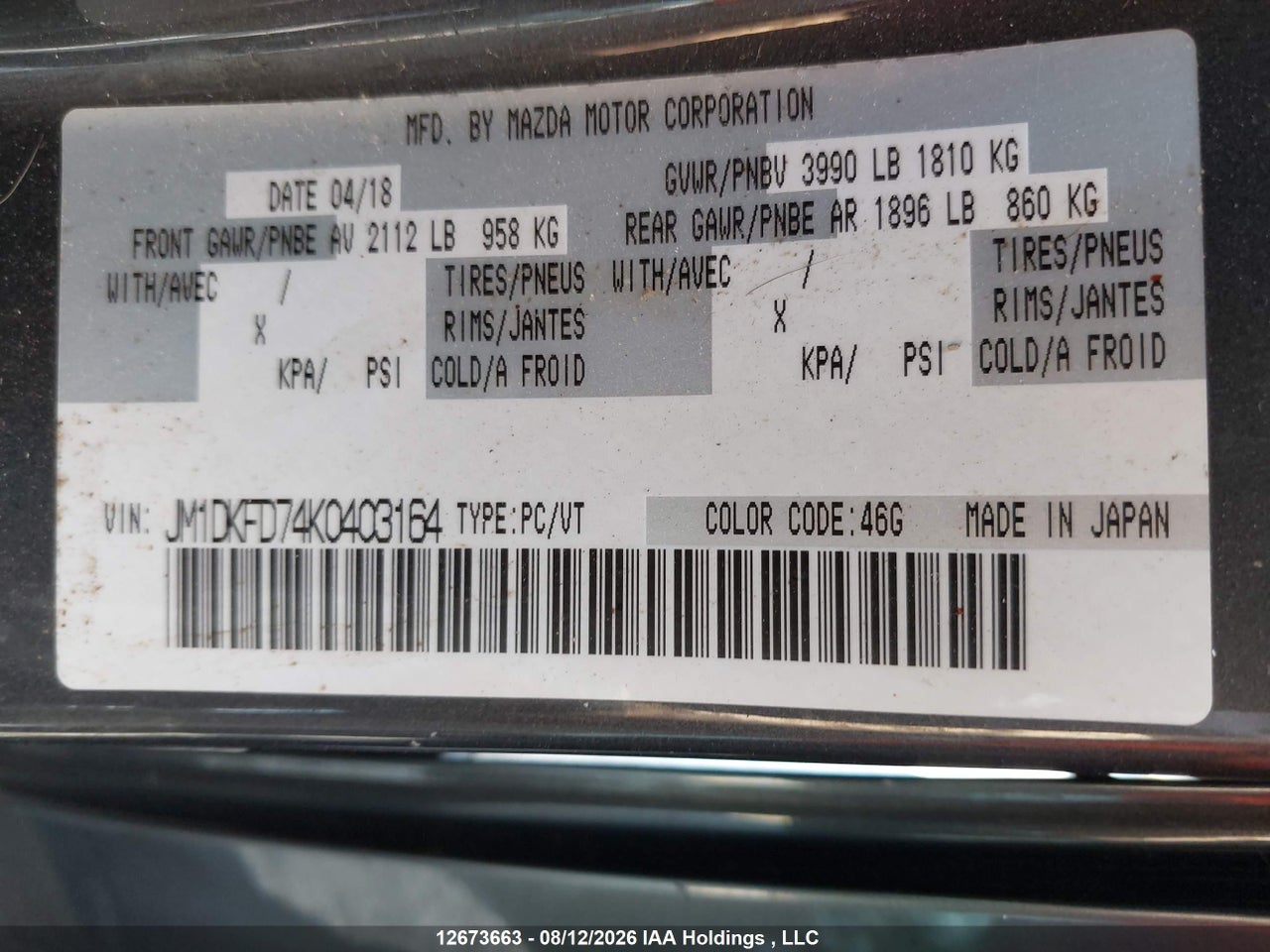 JM1DKFD74K0403164 · 2019 MAZDA CX-3 GT · 9/22