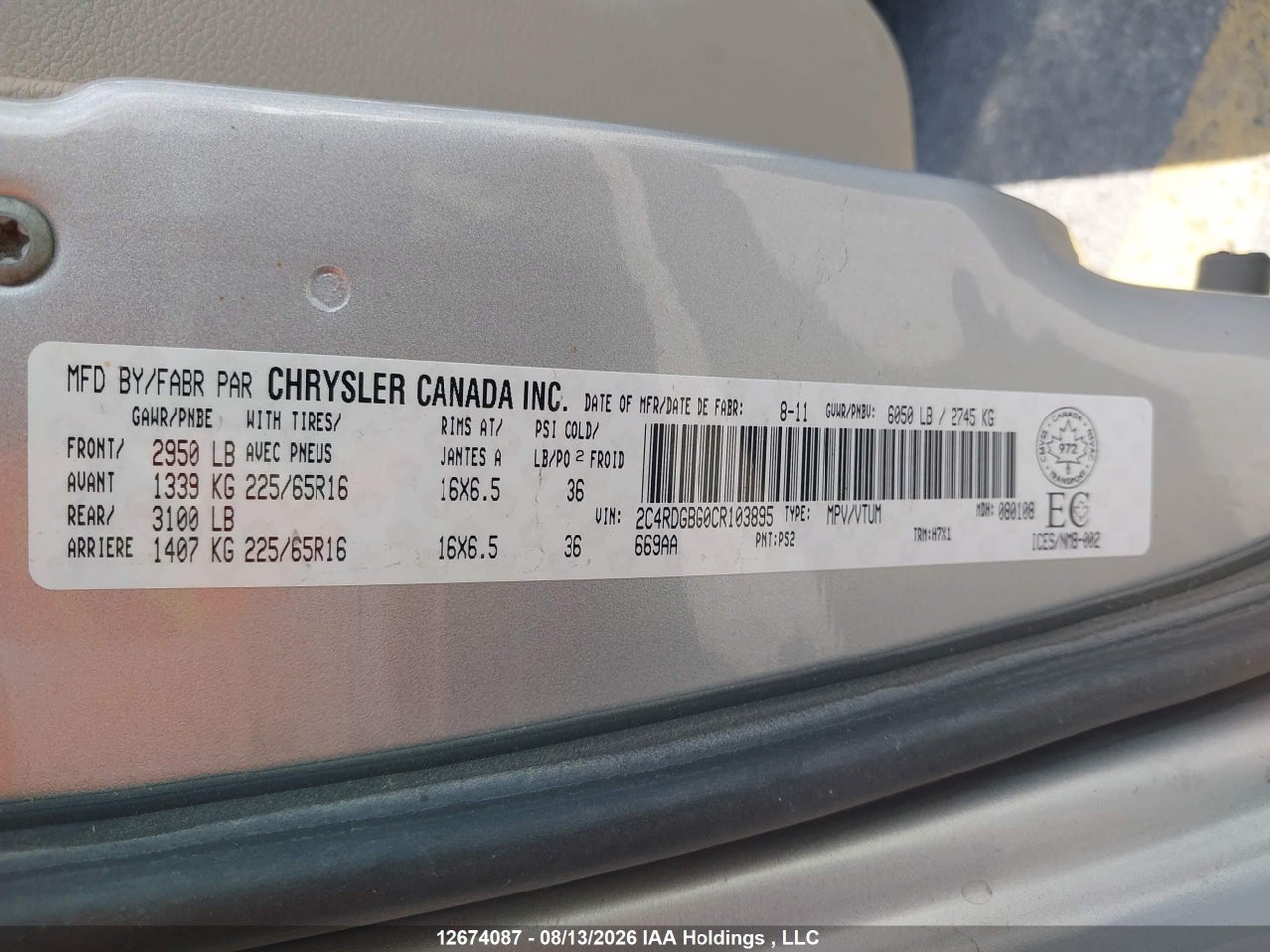2C4RDGBG0CR103895 · 2012 DODGE GRAND CARAVAN SE · 9/21