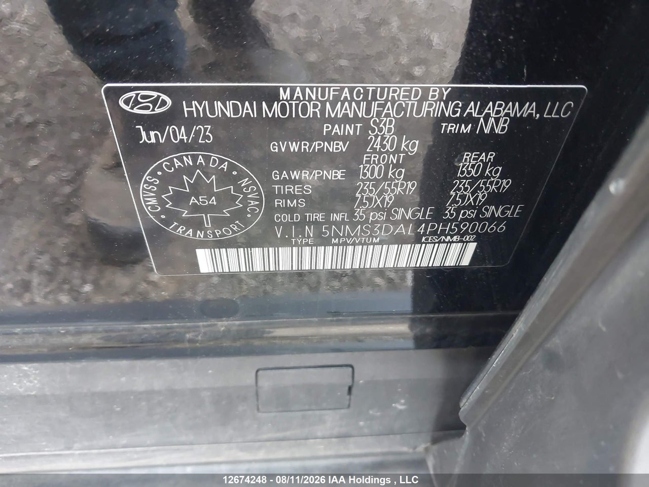 5NMS3DAL4PH590066 · 2023 HYUNDAI SANTA FE · 9/19