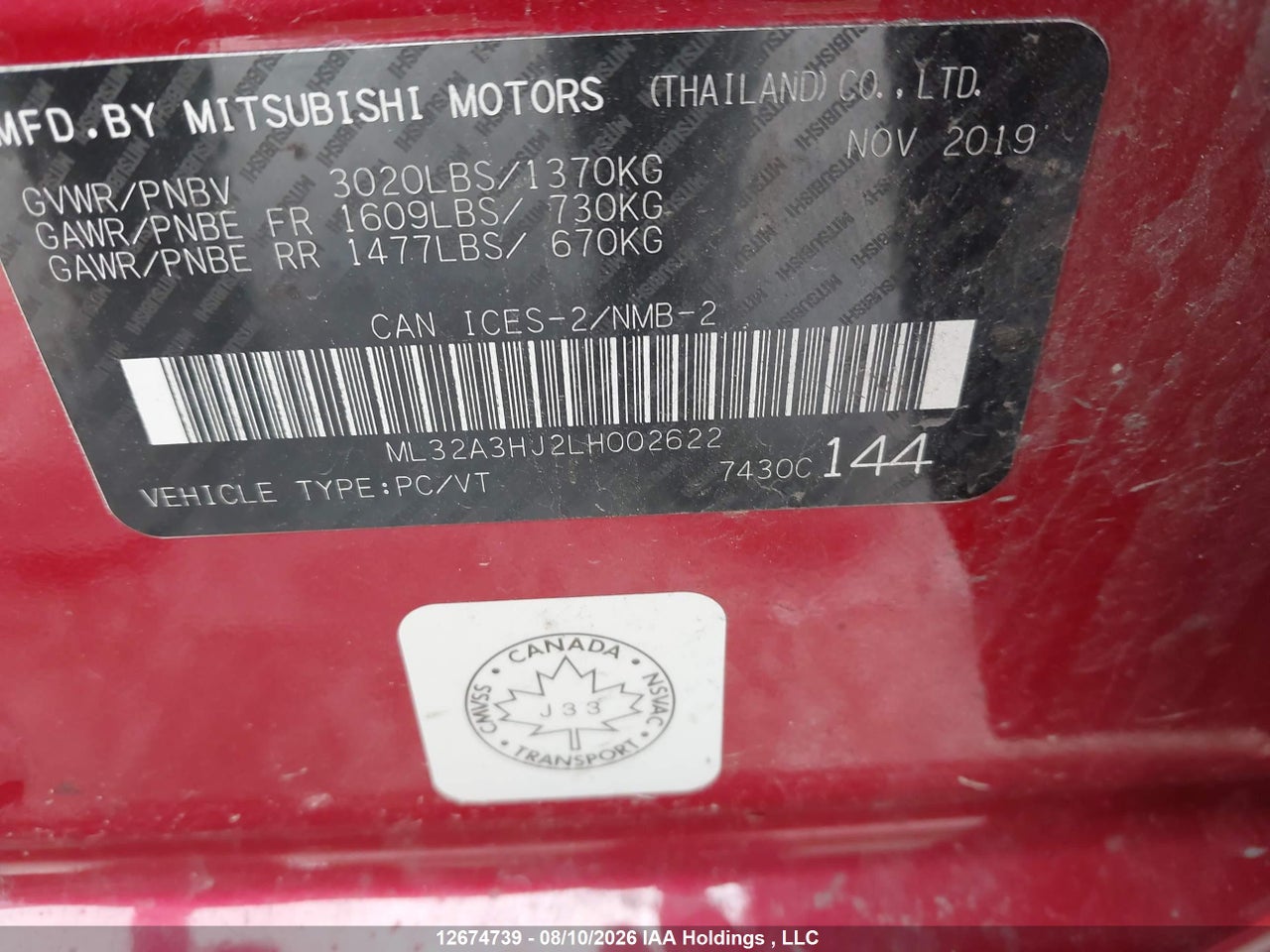 ML32A3HJ2LH002622 · 2020 MITSUBISHI MIRAGE · 9/18