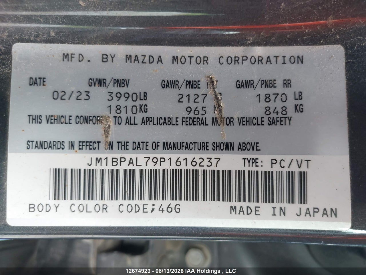 JM1BPAL79P1616237 · 2023 MAZDA MAZDA3 GS · 9/23