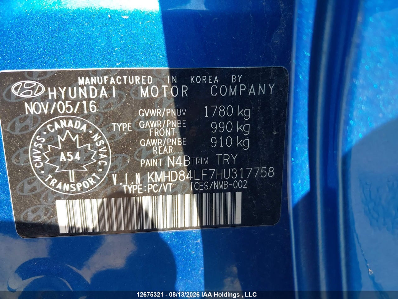 KMHD84LF7HU317758 · 2017 HYUNDAI ELANTRA · 9/16