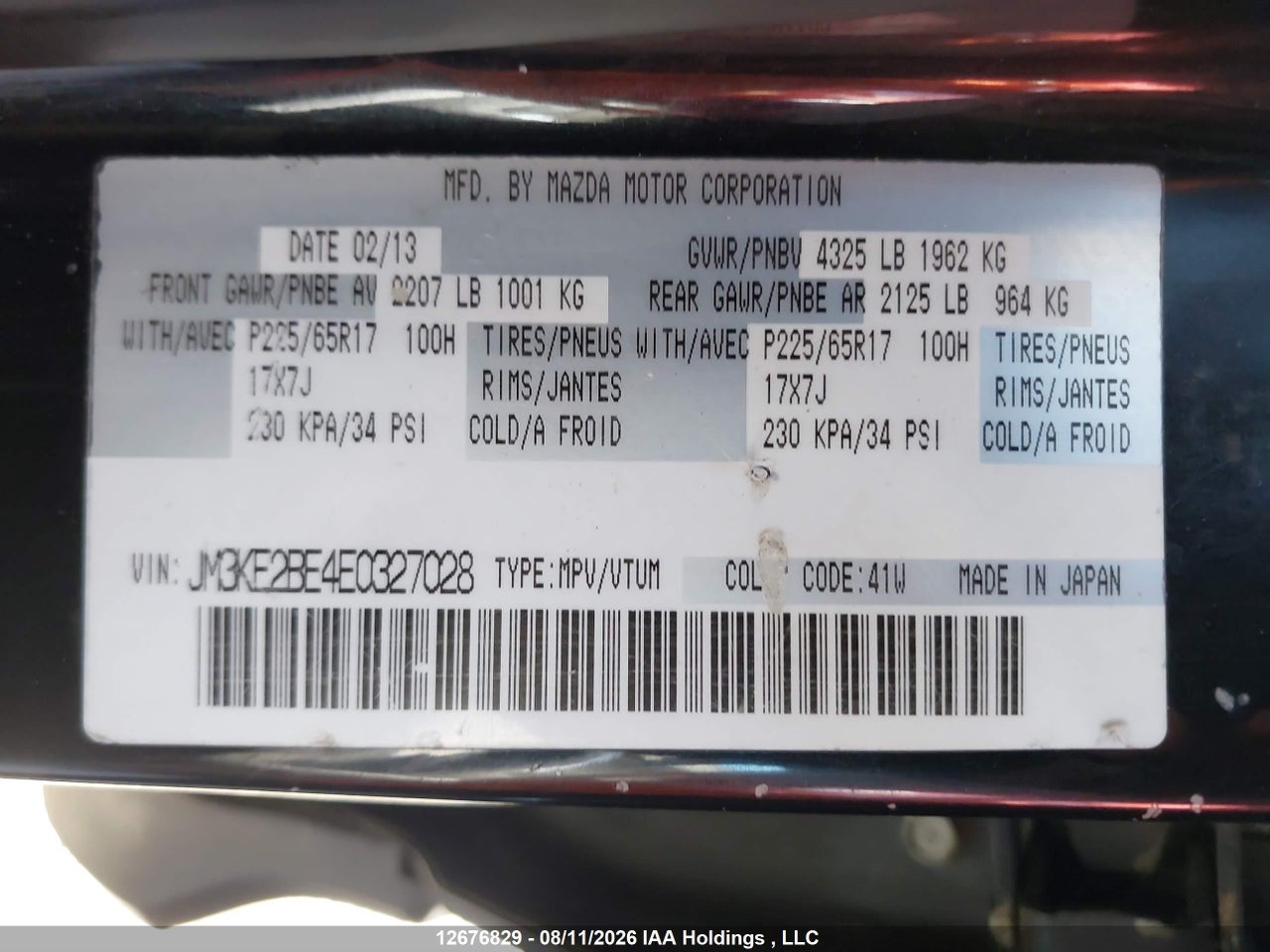 JM3KE2BE4E0327028 · 2014 MAZDA CX-5 GX · 9/22