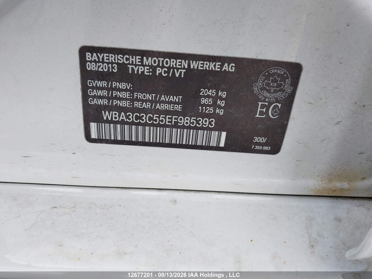 WBA3C3C55EF985393 · 2014 BMW 320I XDRIVE · 9/17