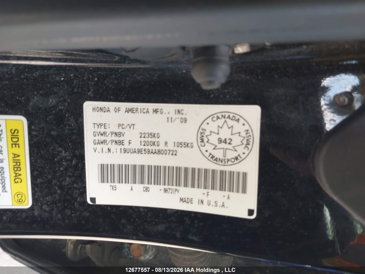 19UUA9E59AA800722 · 2010 ACURA TL · 9/18