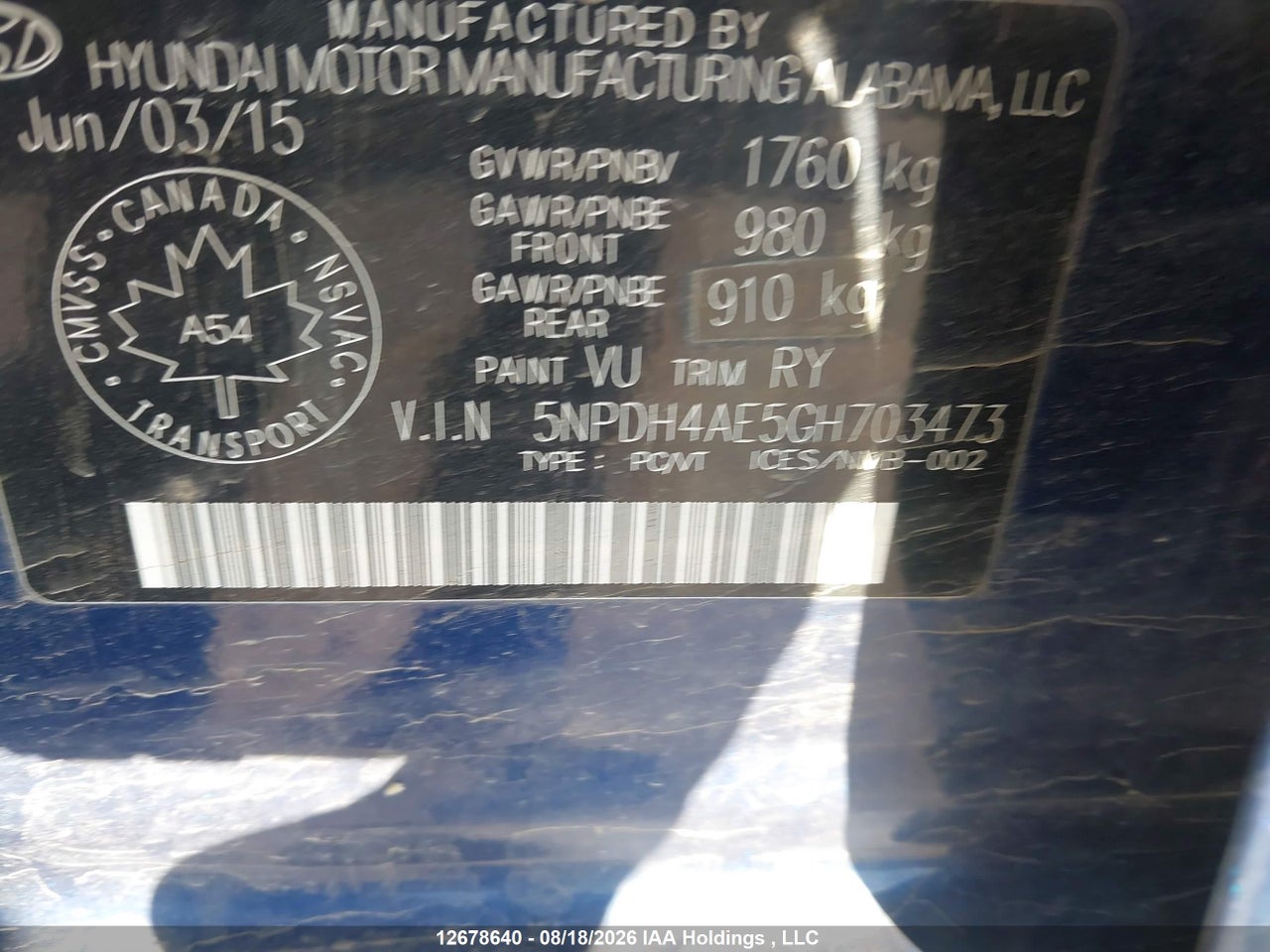 5NPDH4AE5GH703473 · 2016 HYUNDAI ELANTRA GL · 9/23