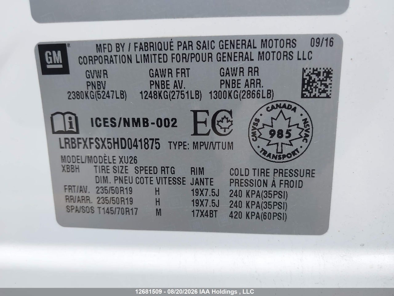 LRBFXFSX5HD041875 · 2017 BUICK ENVISION PREMIUM II · 9/22