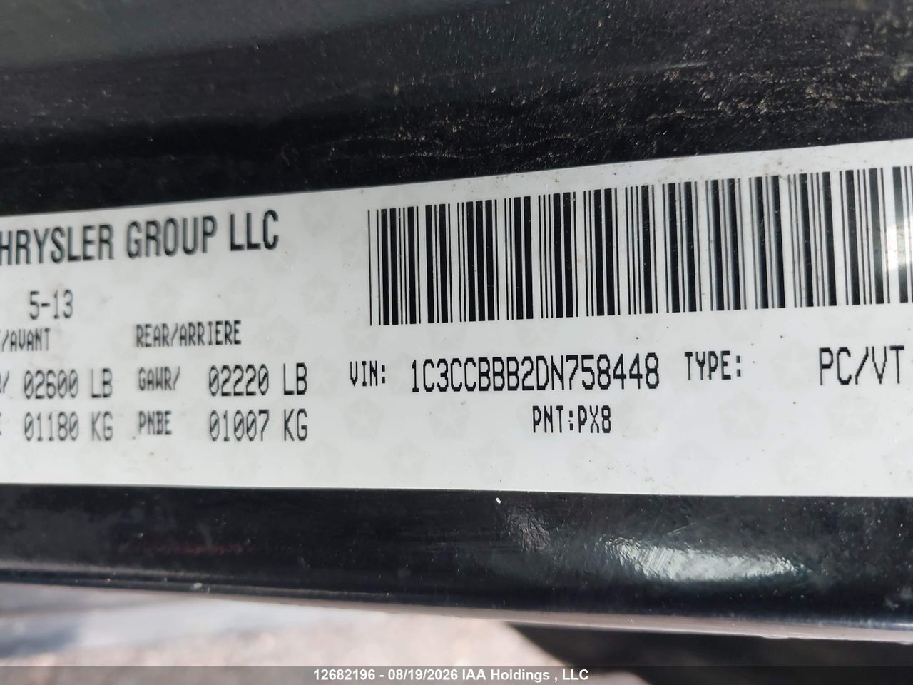 1C3CCBBB2DN758448 · 2013 CHRYSLER 200 TOURING · 9/20