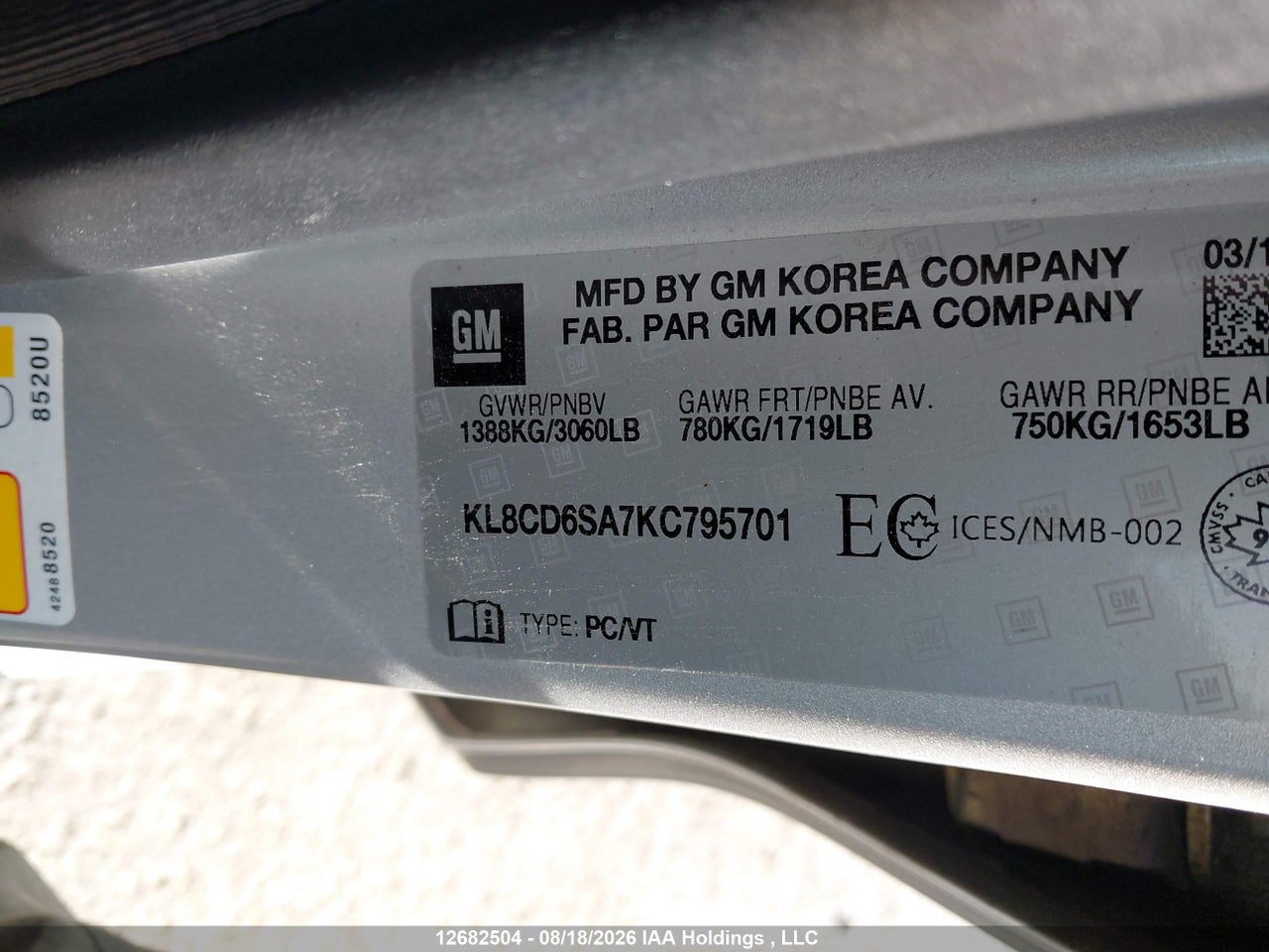 KL8CD6SA7KC795701 · 2019 CHEVROLET SPARK 1LT CVT · 9/21