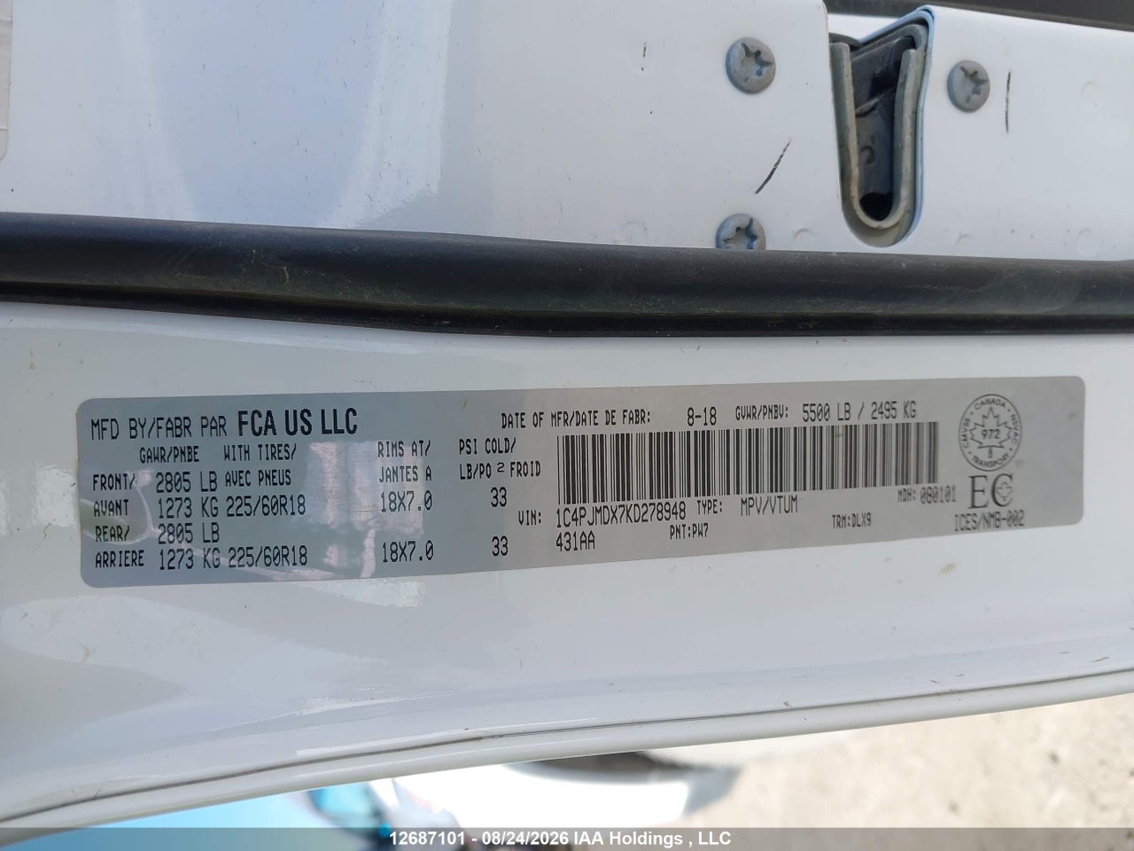 1C4PJMDX7KD278948 · 2019 JEEP CHEROKEE LIMITED · 9/20
