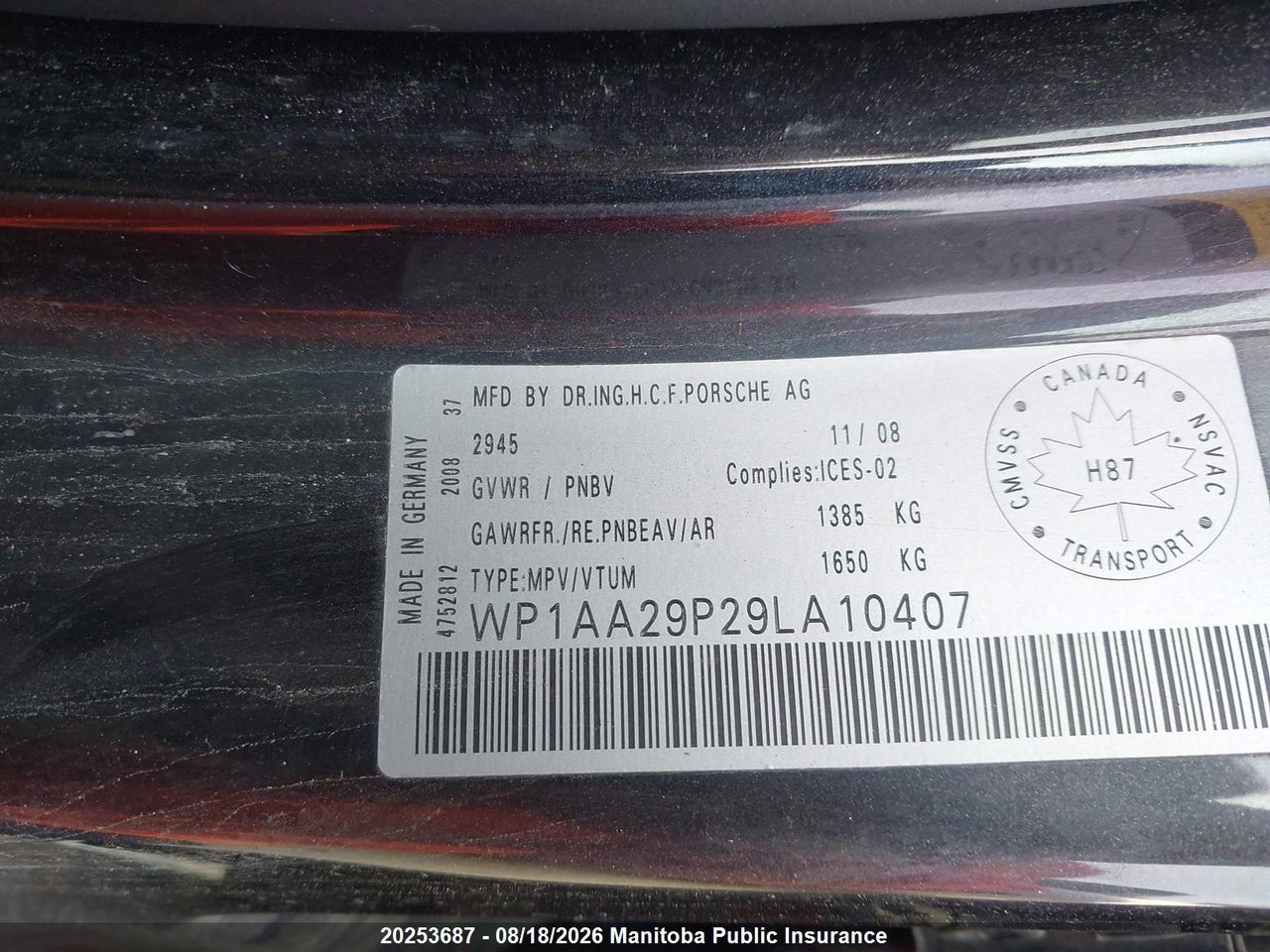 WP1AA29P29LA10407 · 2009 PORSCHE CAYENNE V6 · 8/15