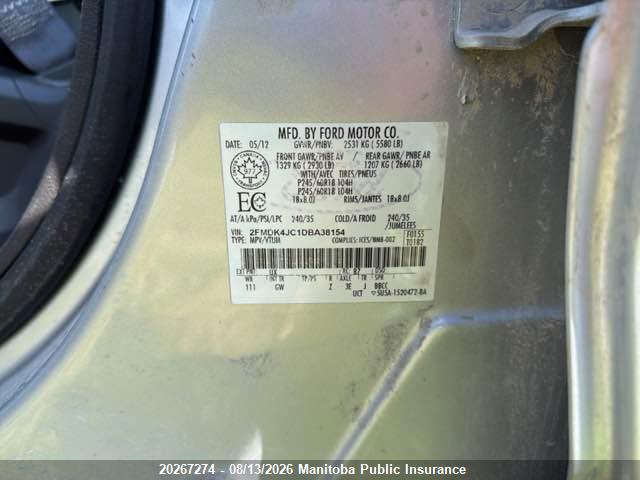 2FMDK4JC1DBA38154 · 2013 FORD EDGE SEL · 9/12
