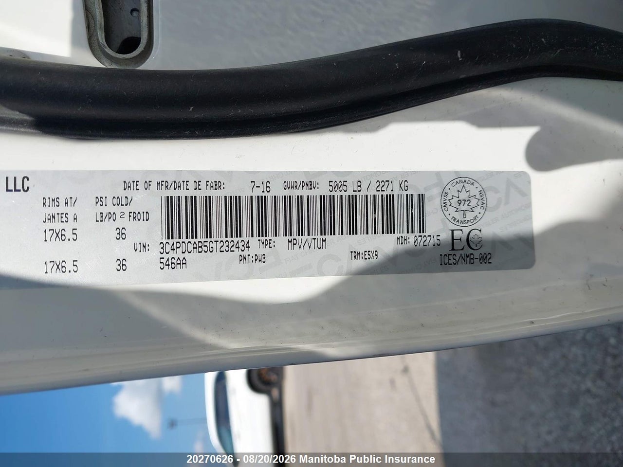3C4PDCAB5GT232434 · 2016 DODGE JOURNEY SE · 9/24