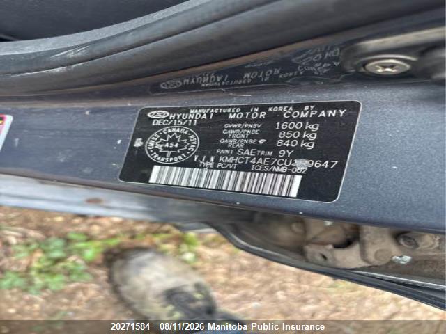 KMHCT4AE7CU189647 · 2012 HYUNDAI ACCENT GL · 9/14