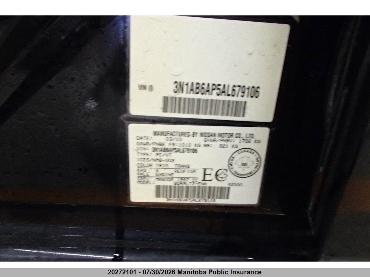 3N1AB6AP5AL679106 · 2010 NISSAN SENTRA 2.0