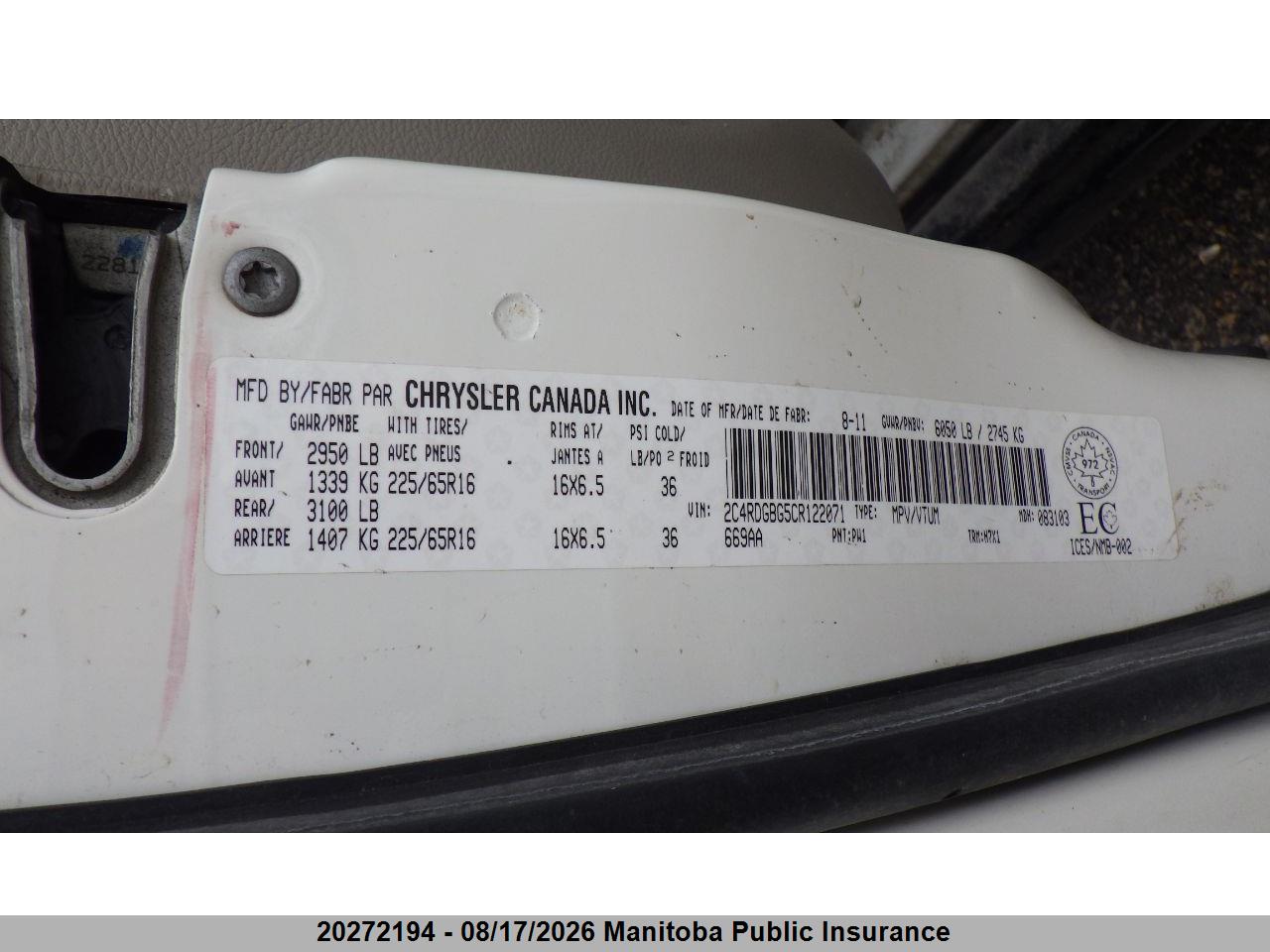 2C4RDGBG5CR122071 · 2012 DODGE GRAND CARAVAN SXT · 3/9