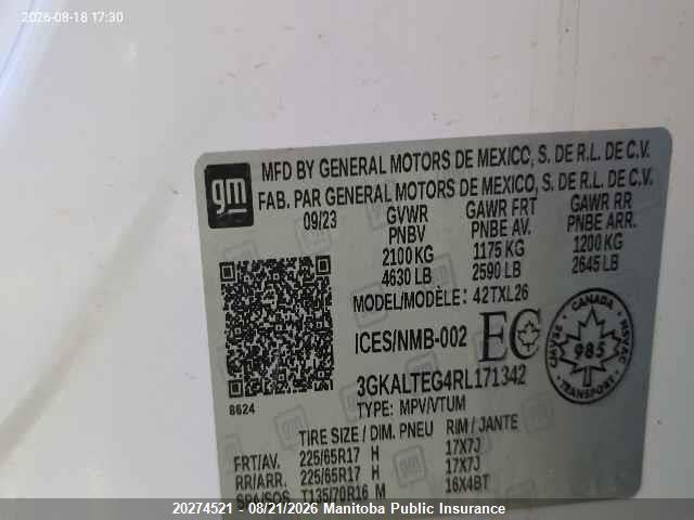3GKALTEG4RL171342 · 2024 GMC TERRAIN SLE · 9/11