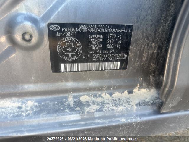 5NPDH4AE6CH078916 · 2012 HYUNDAI ELANTRA GL · 9/11