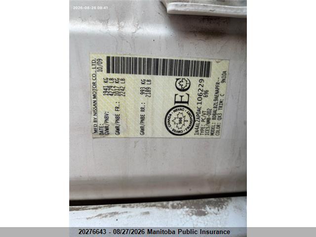 1N4AL2AP0AC106229 · 2010 NISSAN ALTIMA 2.5 SL