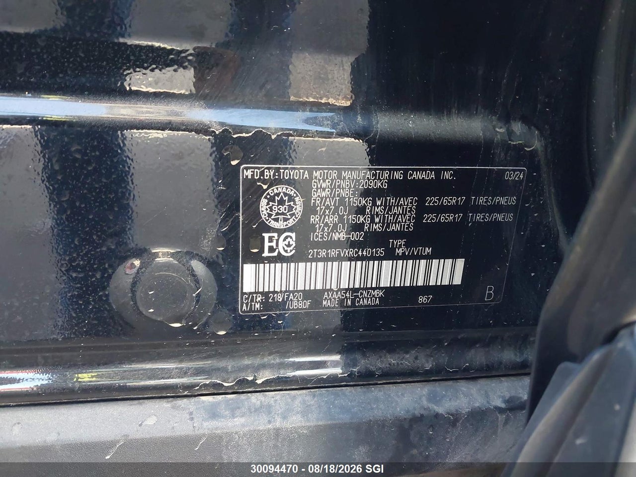 2T3R1RFVXRC440135 · 2024 TOYOTA RAV4 XLE/XLE PREMIUM · 9/18