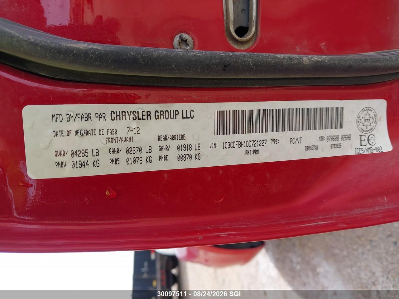 1C3CDFBH1DD721227 · 2013 DODGE DART SXT · 9/18
