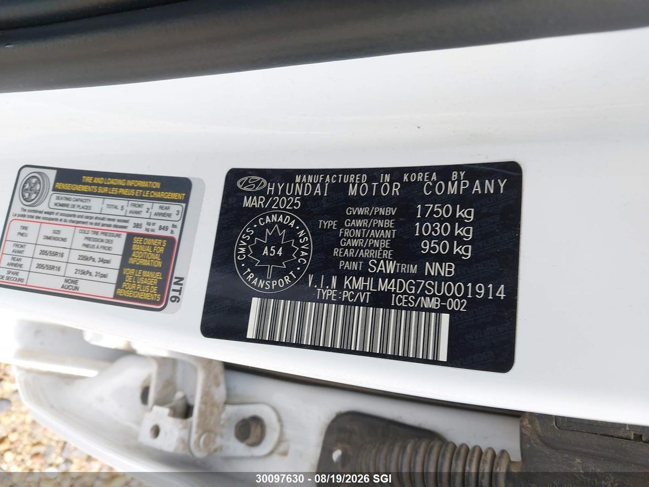 KMHLM4DG7SU001914 · 2025 HYUNDAI ELANTRA SEL SPORT · 9/16