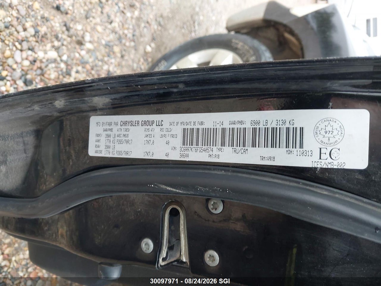 3C6RR7KT6FG540574 · 2015 RAM 1500 ST · 9/16