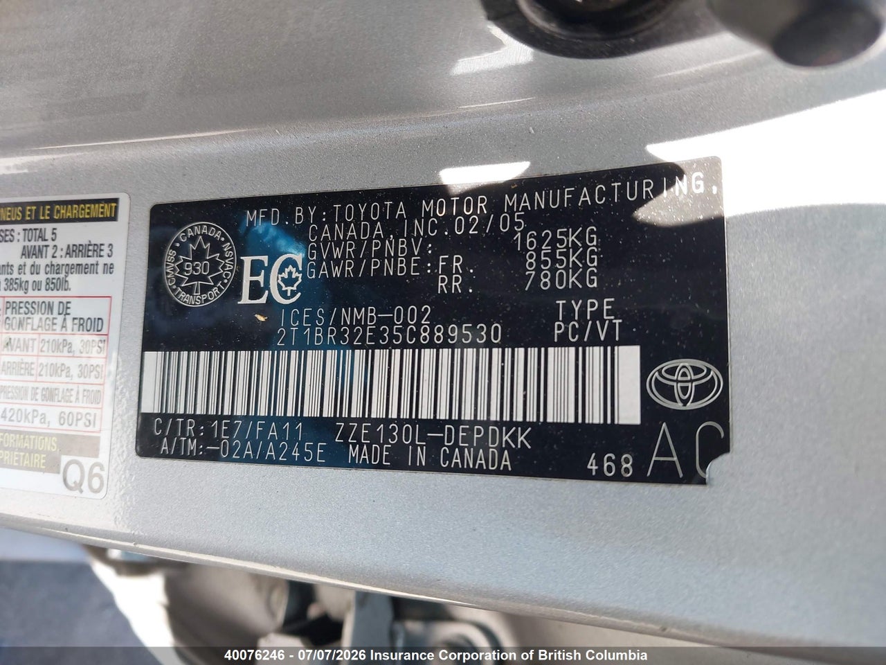 2T1BR32E35C889530 · 2005 TOYOTA COROLLA CE/LE/S · 9/23