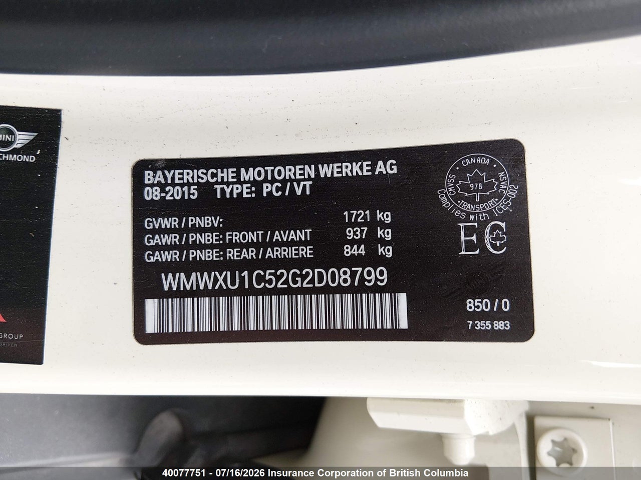 WMWXU1C52G2D08799 · 2016 MINI COOPER · 9/22