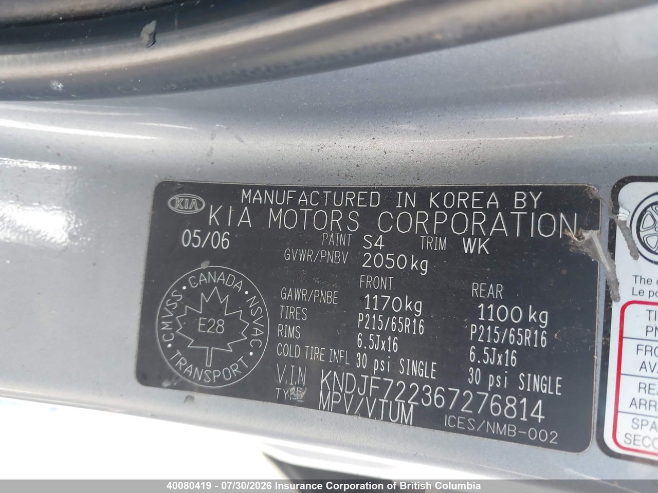 KNDJF722367276814 · 2006 KIA NEW SPORTAGE · 9/24