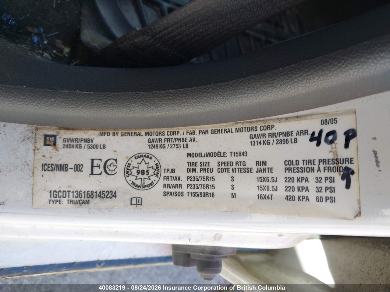 1GCDT136168145234 · 2006 CHEVROLET COLORADO · 9/16