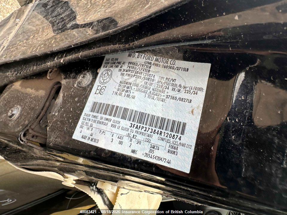 3FAFP37384R120874 · 2004 FORD FOCUS · 11/11