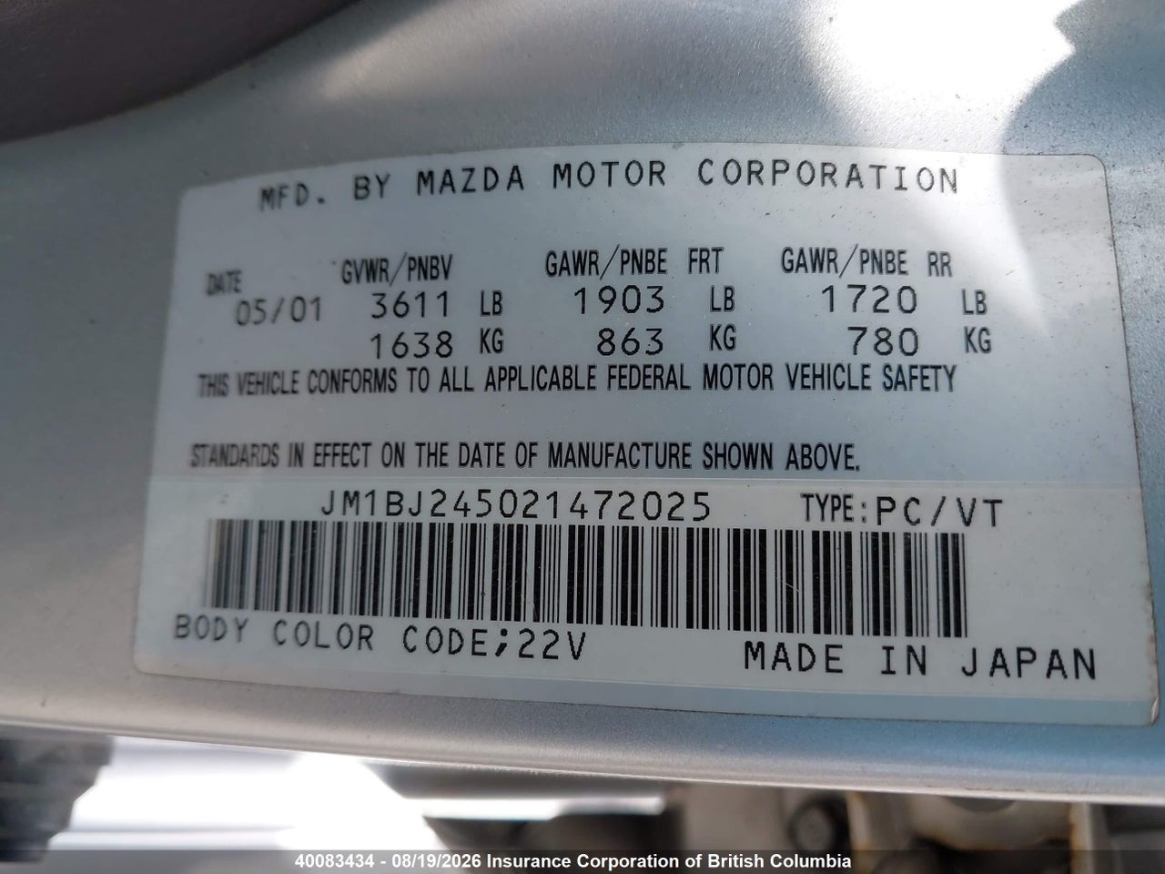 JM1BJ245021472025 · 2002 MAZDA PROTEGE PR5 · 9/21