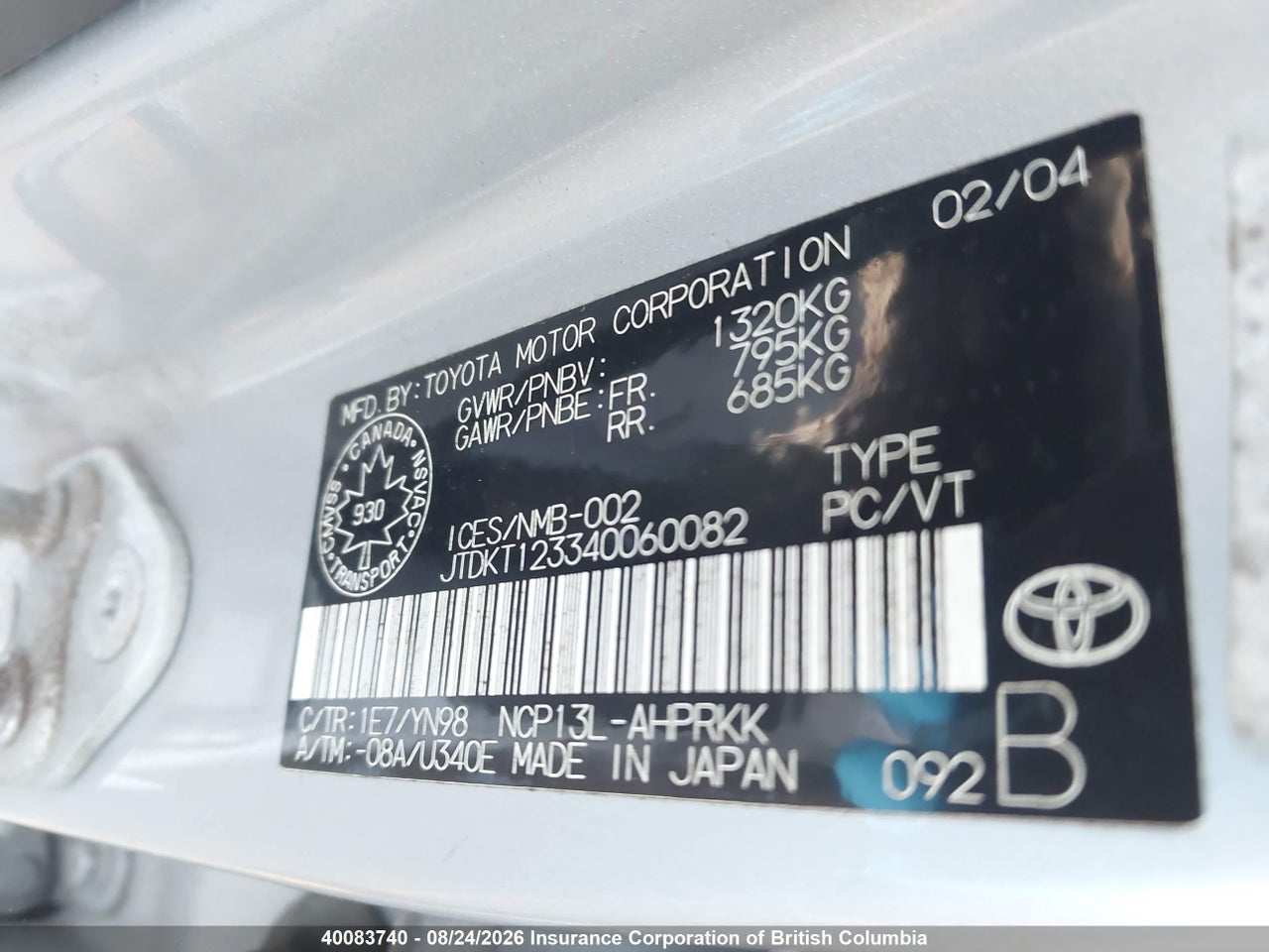 JTDKT123340060082 · 2004 TOYOTA ECHO · 9/23