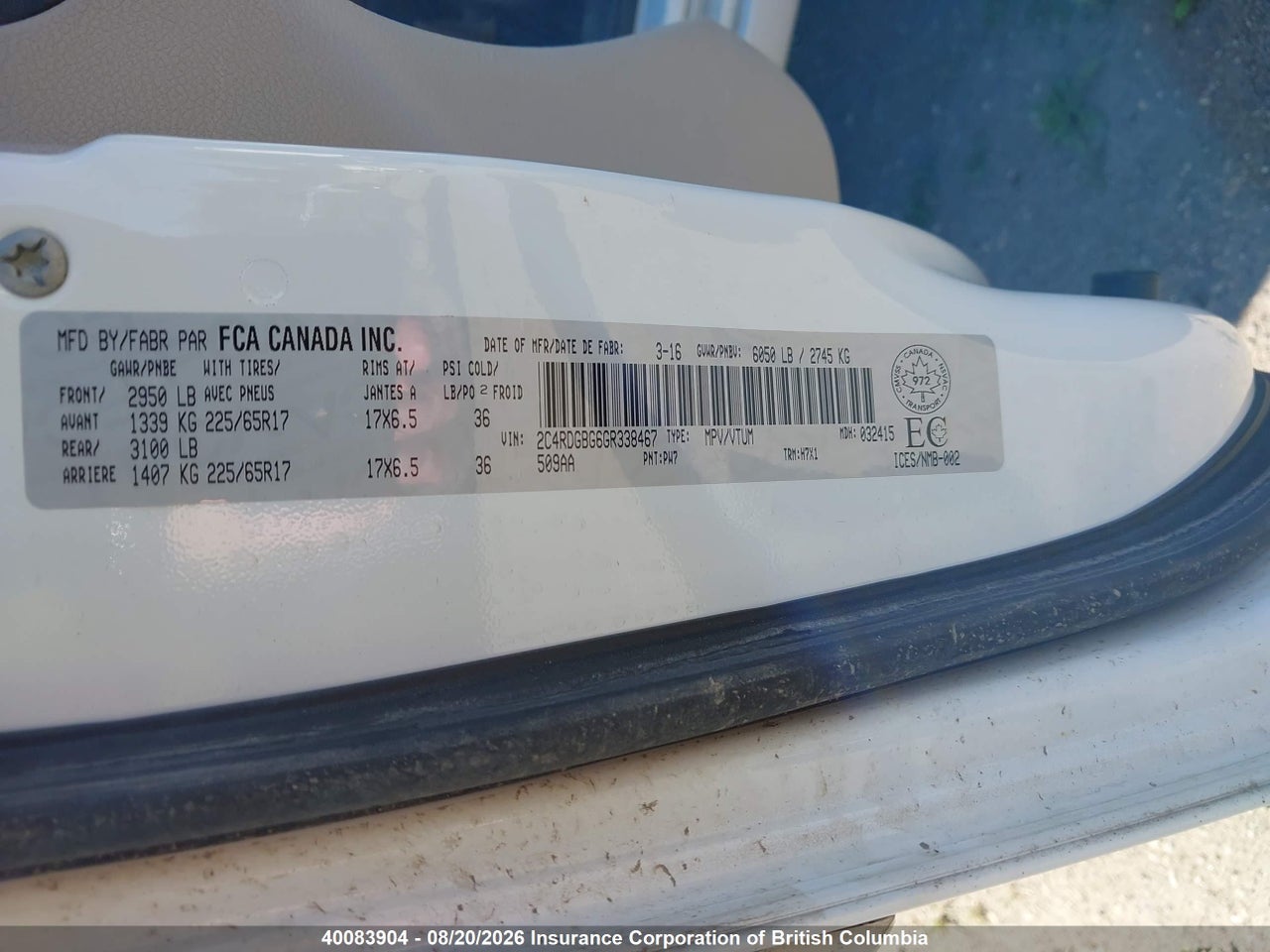 2C4RDGBG6GR338467 · 2016 DODGE GRAND CARAVAN SE · 9/23