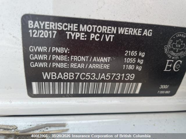 WBA8B7C53JA573139 · 2018 BMW 340I · 8/16
