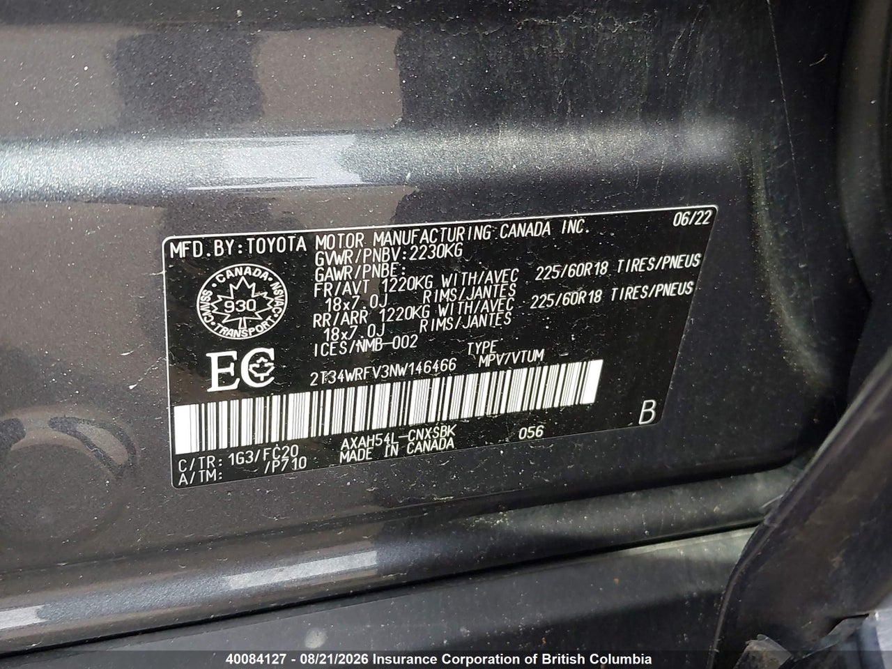 2T34WRFV3NW146466 · 2022 TOYOTA RAV4 · 9/23