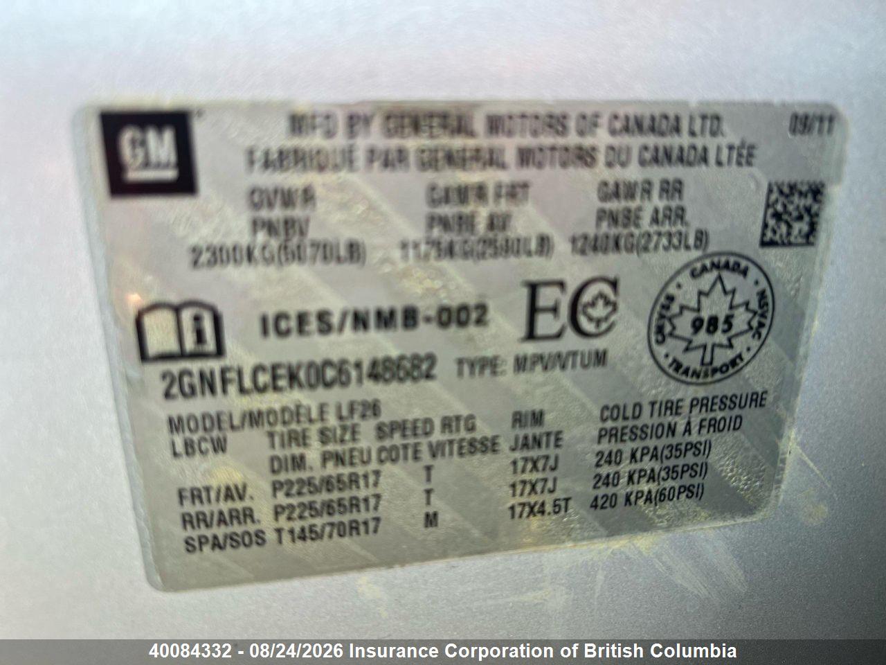 2GNFLCEK0C6148682 · 2012 CHEVROLET EQUINOX LS · 5/18