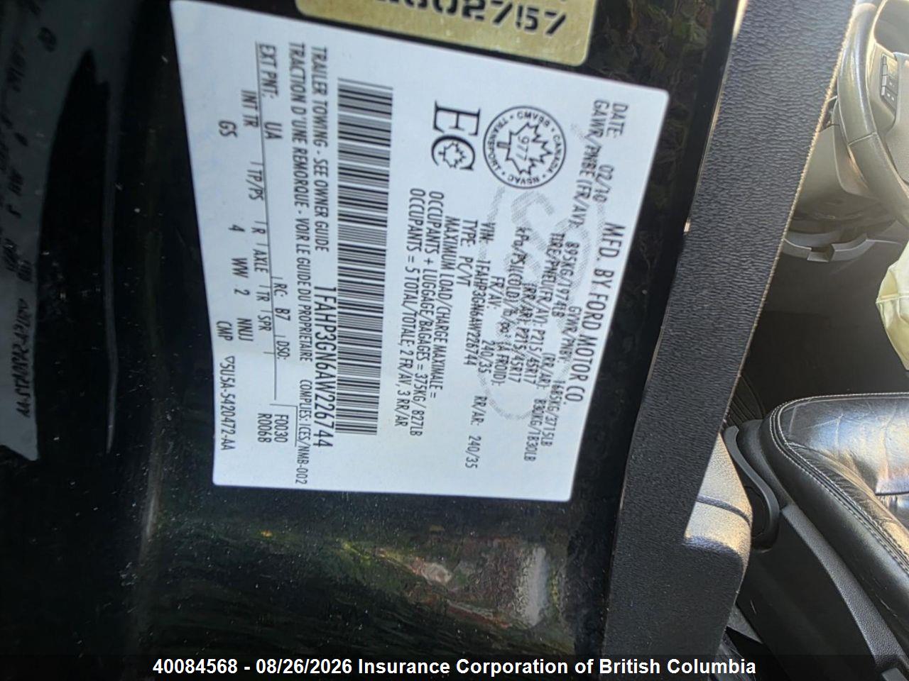 1FAHP3GN6AW226744 · 2010 FORD FOCUS · 5/24