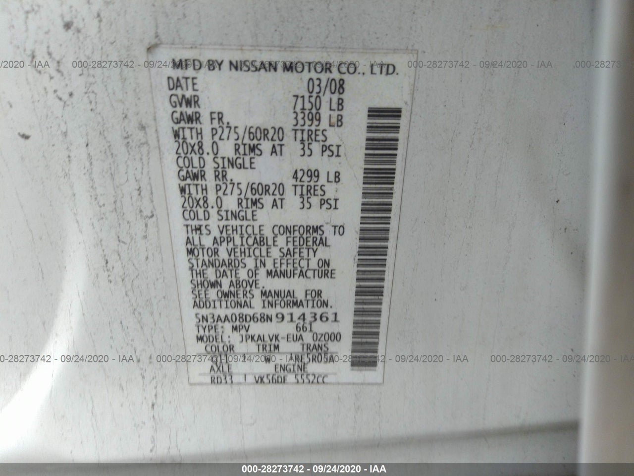 2008 INFINITI QX56 · 9/10