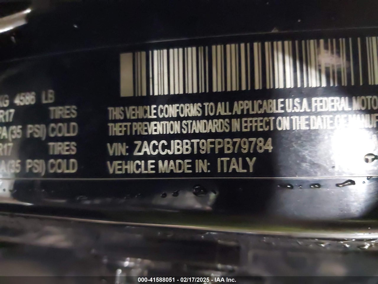ZACCJBBT9FP****** · 2015 JEEP RENEGADE LATITUDE · 9/10