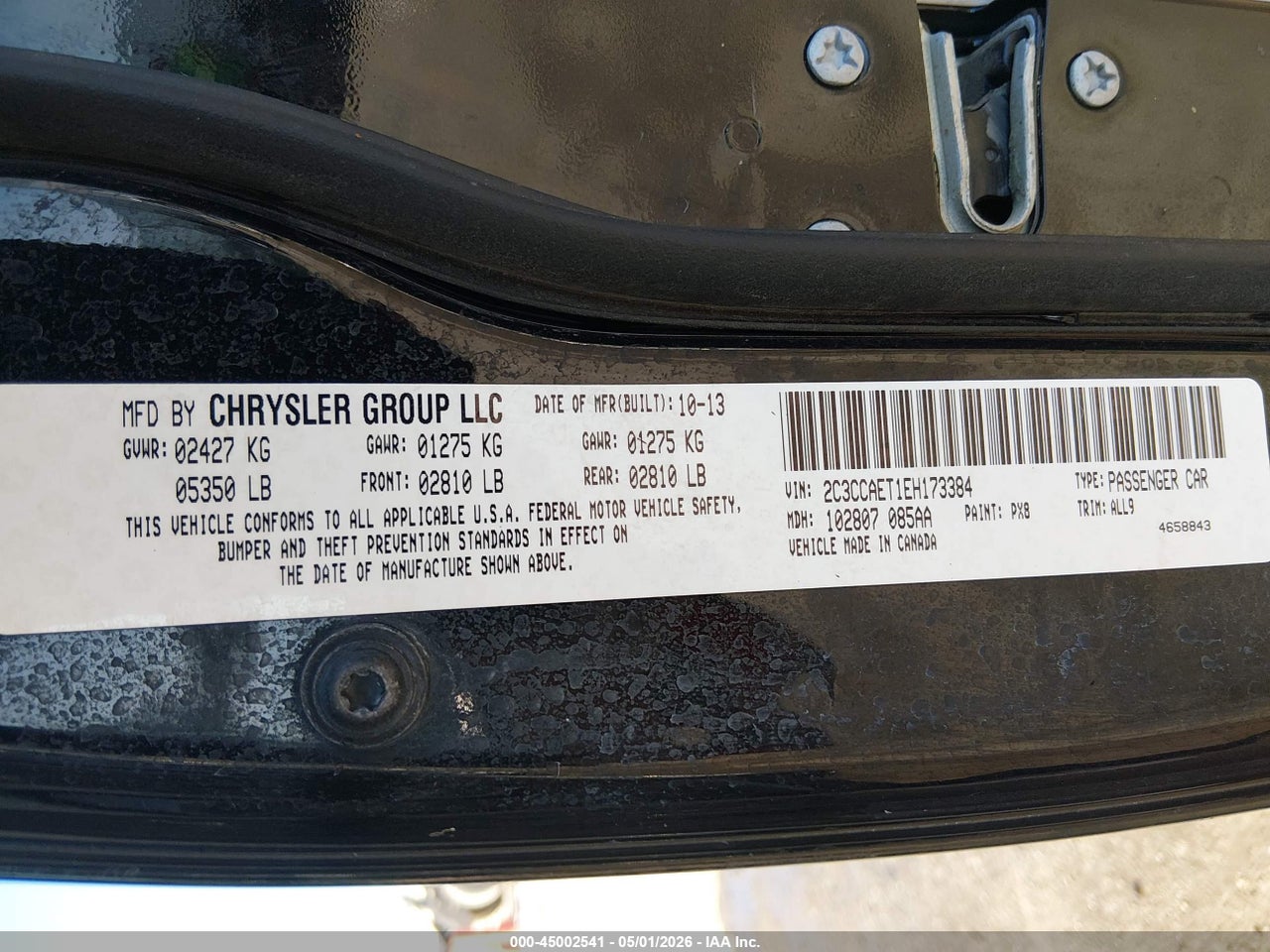 2C3CCAET1EH****** · 2014 CHRYSLER 300C   · 9/11