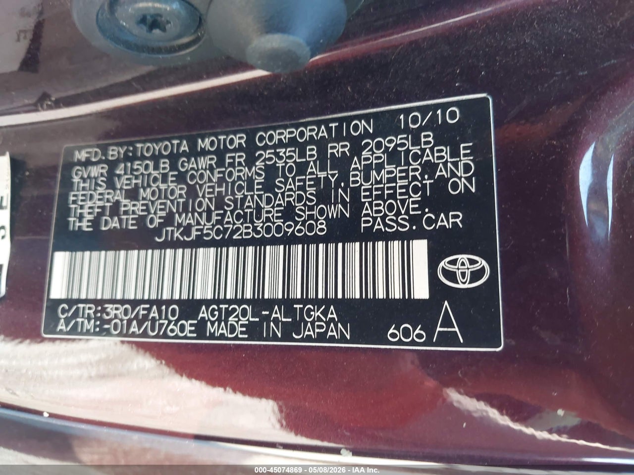 JTKJF5C72B3****** · 2011 SCION TC   · 9/11
