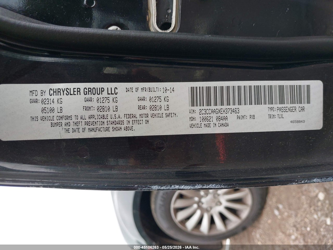 2C3CCAAGXEH****** · 2014 CHRYSLER 300   · 9/11
