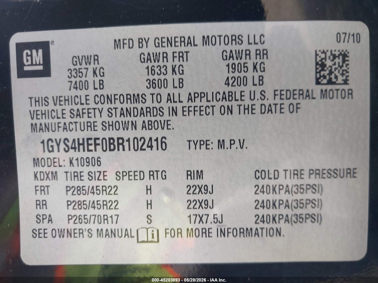 2011 CADILLAC ESCALADE ESV LUXURY · 9/10