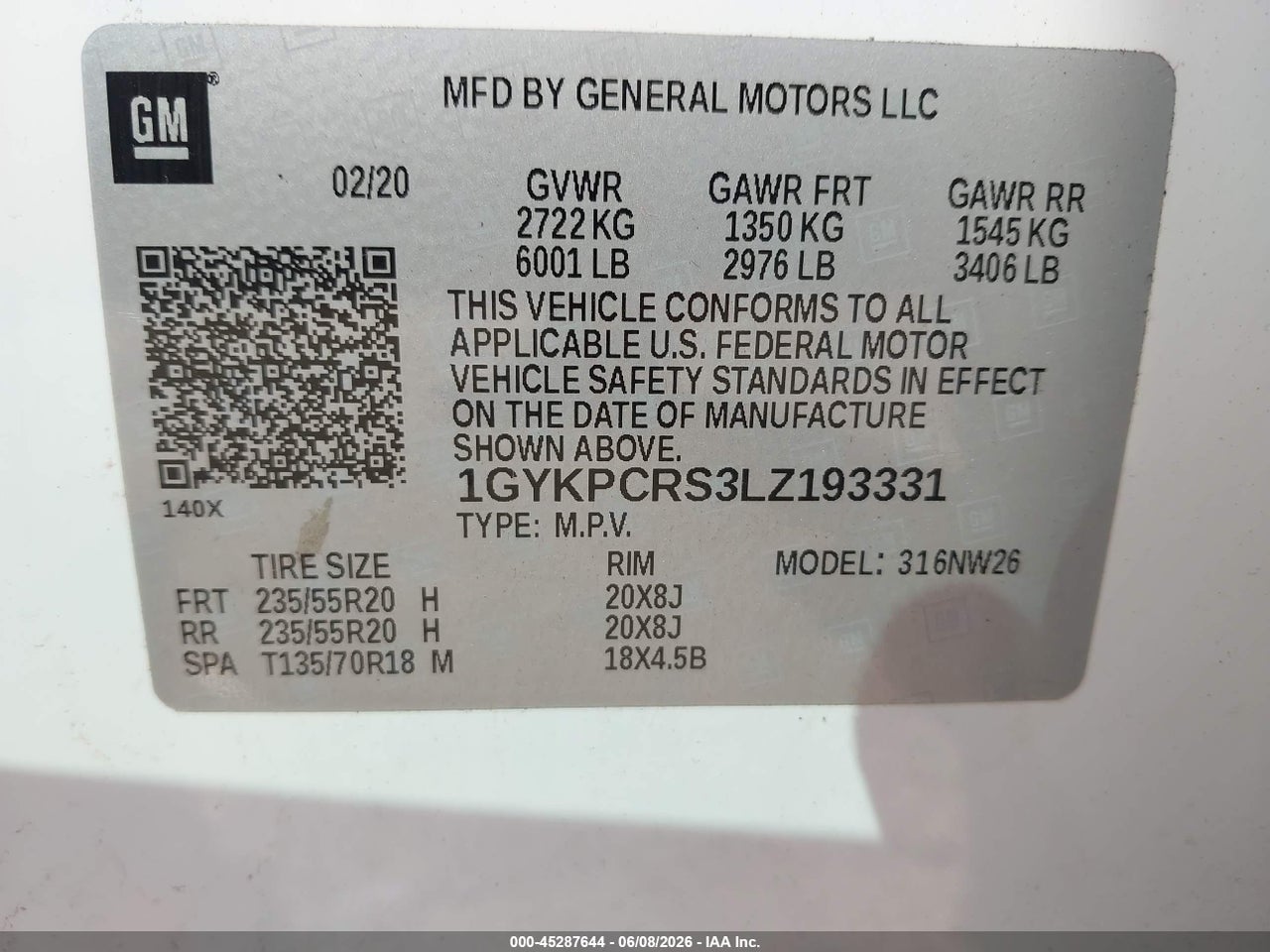 2020 CADILLAC XT6 FWD PREMIUM LUXURY · 9/11