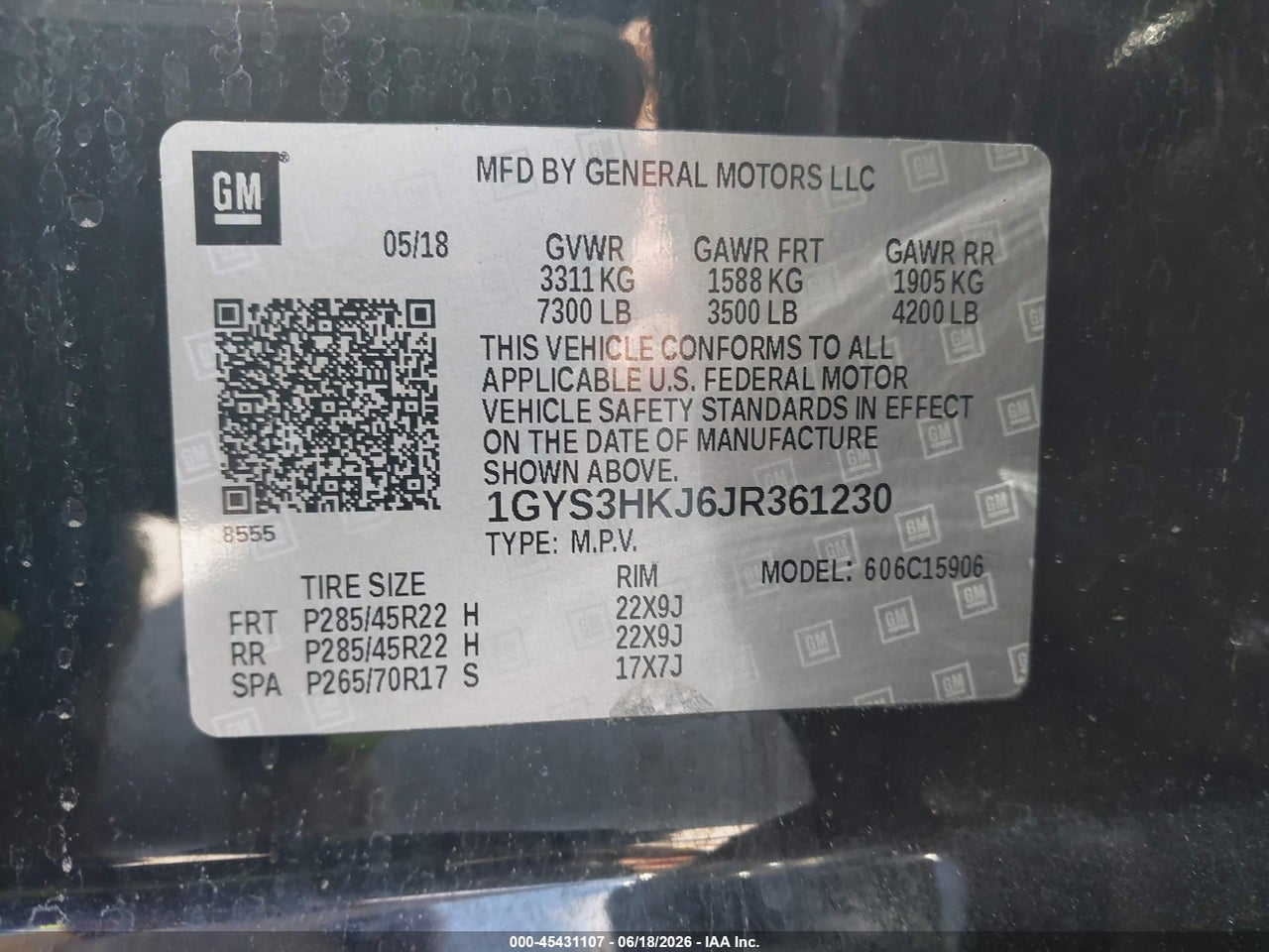 2018 CADILLAC ESCALADE ESV LUXURY · 9/11