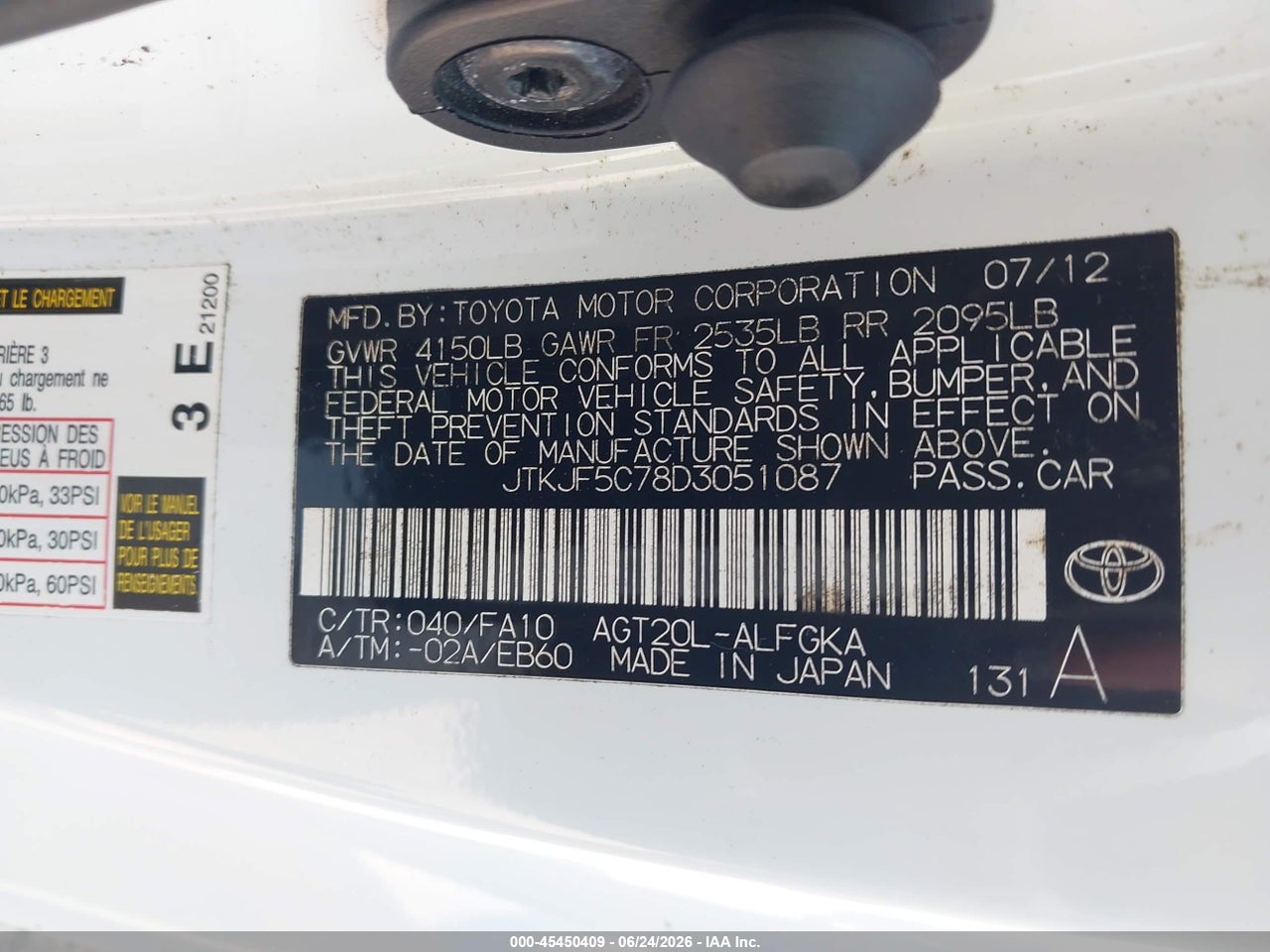 JTKJF5C78D3****** · 2013 SCION TC   · 9/11